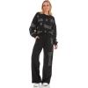 image:imageWicked Womens Ladies amp Juniors Black 2Piece Cropped Sweatshirt amp WideLeg Jogger Set with Iridescent RhinestonesBlack