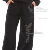 image:imageWicked Womens Ladies amp Juniors Black 2Piece Cropped Sweatshirt amp WideLeg Jogger Set with Iridescent RhinestonesBlack