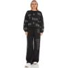 image:imageWicked Womens Ladies amp Juniors Black 2Piece Cropped Sweatshirt amp WideLeg Jogger Set with Iridescent RhinestonesBlack