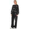 image:imageWicked Womens Ladies amp Juniors Black 2Piece Cropped Sweatshirt amp WideLeg Jogger Set with Iridescent RhinestonesBlack