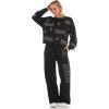 image:imageWicked Womens Ladies amp Juniors Black 2Piece Cropped Sweatshirt amp WideLeg Jogger Set with Iridescent RhinestonesBlack