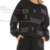 image:imageWicked Womens Ladies amp Juniors Black 2Piece Cropped Sweatshirt amp WideLeg Jogger Set with Iridescent RhinestonesBlack