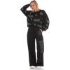 image:imageWicked Womens Ladies amp Juniors Black 2Piece Cropped Sweatshirt amp WideLeg Jogger Set with Iridescent RhinestonesBlack