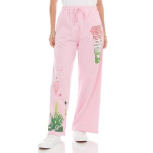 image:imageWicked Glinda amp Elphaba Womens Ladies amp Juniors Pink WideLeg Fleece Jogger PantsLight Pink